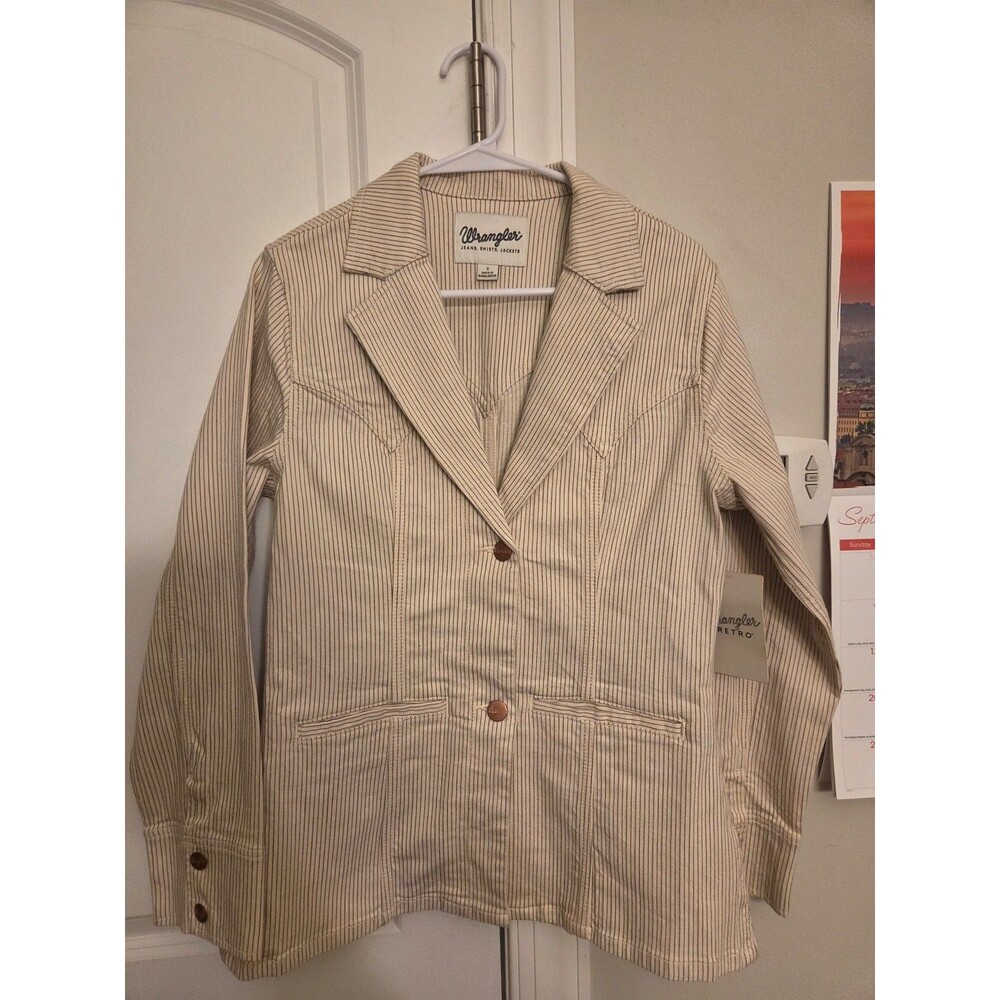 Wrangler Retro Cream & Tan Striped Blazer Jacket Size S NWT
